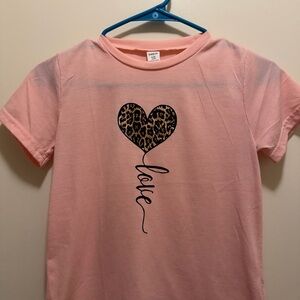 SHEIN Pink Tee with Leopard Heart 'Love' Graphic